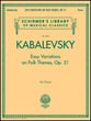Easy Variations on Folk Themes Op. 51 piano sheet music cover